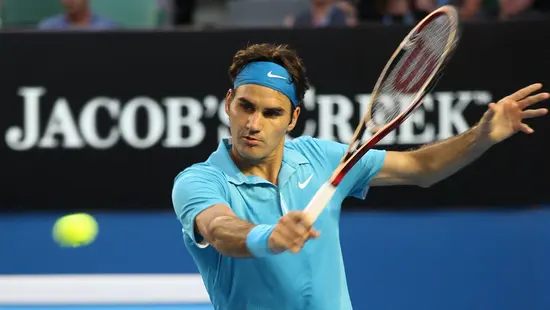 Roger Federer Tennis Player in Action on Court